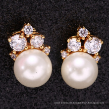 Braut Zubehör Frauen Ohr 18 k Gold Perle Ohrring für Muttertag Geschenk